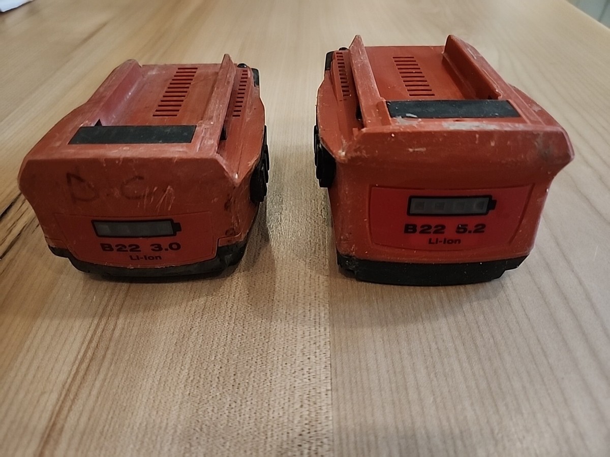 2 Hilti CPC B22 5.2Ah & 3.0 Volt Li-Ion Cordless Tool Batterys 