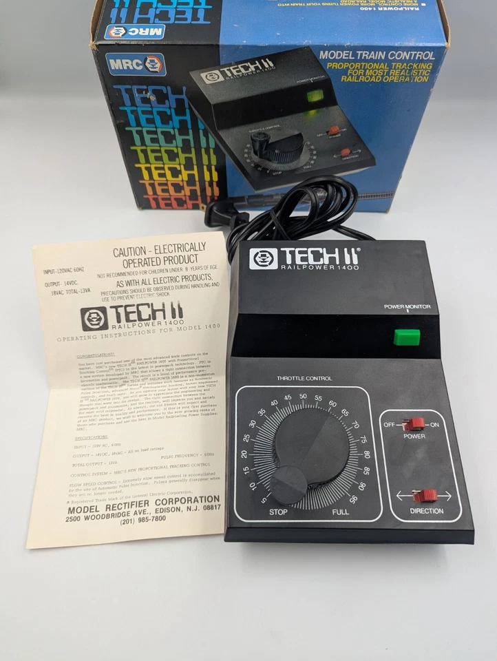 Vintage MRC Tech II 2 Railpower 1400 Model Train Control Hobby Transformer USA - Image 2 of 2