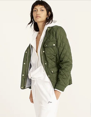 J CREW Olive Green Quilted Downtown 