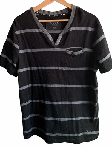 Black Stripe 2 Buttons Casual Tee 