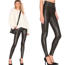SPANX Women  s Faux Leather Black Leggings Size XL