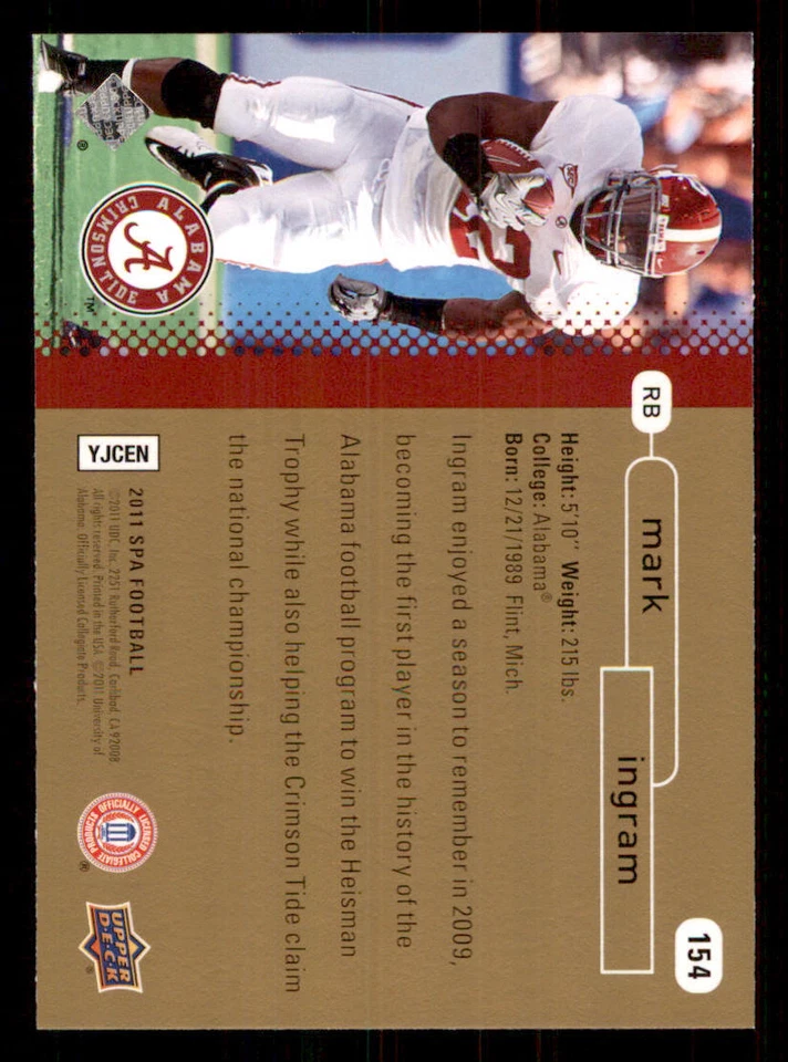 2011 SP Authentic #154 Mark Ingram FW - Image 2 of 2