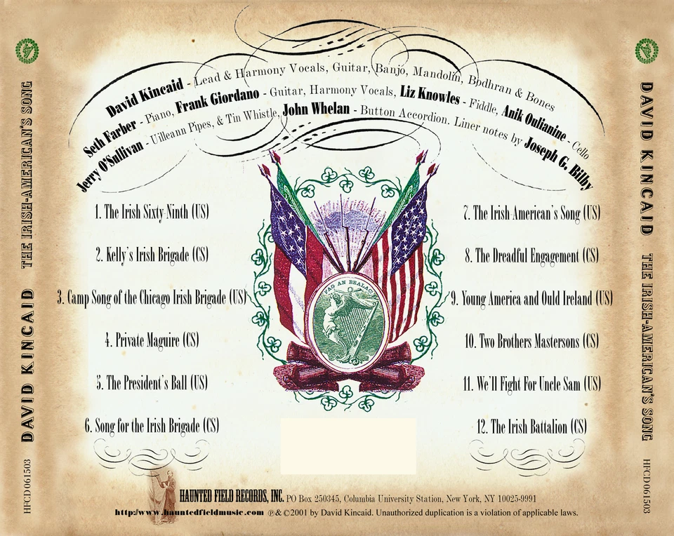 DAVID KINCAID - THE IRISH AMERICAN'S SONG CD, FINAL PRESSING, LIMITED QUANTITY Foto 2 de 4