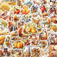Autumn Herbst Sticker Set Natur Tiere Scrapbooking Bullet Journal Laptop Sticker