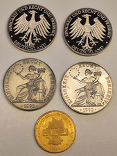 5 Cu-Ni Bitmetall-Münzen Gedenk-Medaillen Deutschland Europa ECU 1990 1992 1993