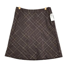 Old Navy A-Line Skirt Womens 8 Brown Plaid Wool Blend Italy Fabric Career Mini