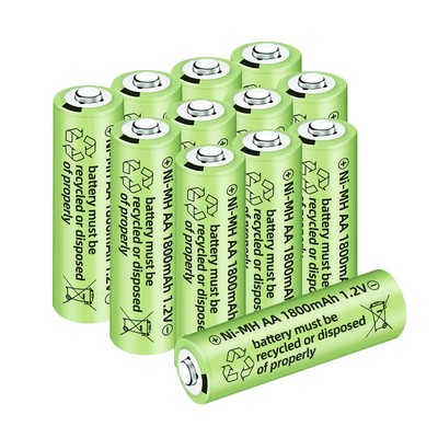 12PCS 1.2V 1800mAh Ni-MH AA Rechargeable Battery for Wireless Microphones, El...