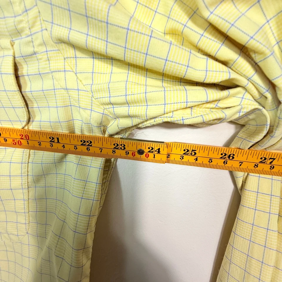 Camisa ORVIS Para Hombres Manga Larga Con Botones Amarillo Azul Bolsillo a Cuadros Talla Grande Foto 4 de 4