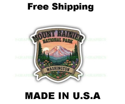 Mount Rainier National Park Vintage Style Travel Decal, Vinyl Sticker D