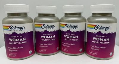 4 Pack SOLARAY Once Daily Woman Multivitamin 90 Count Each with Iron Digestion