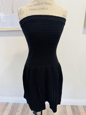 Sandro Raffiki Black Strapless Knit Mini Dress Size Small LBD Party Cocktail