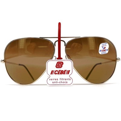Vintage CEBE 106 Metal aviator sunglasses - France 80's - Large - Gold Mirrored