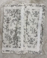 Ralph Lauren SAINT HONORE Pagoda Euro Pillow Sham Set Gray Cream Grosgrain