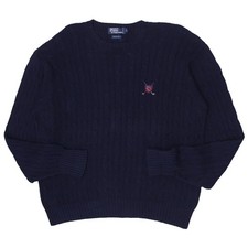 Vintage Polo Ralph Lauren Cable Knit Golf Sweater Navy Size L