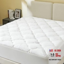Mattress Topper 2 inch Ultra Soft Quilted Fitted Mattress Pad Full White