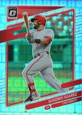 2021 Panini Donruss Optic #190 Eugenio Suarez 9/99 Silver Pandora Holo Reds Card
