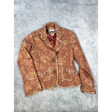 VTG Yak Magic Brocade Silk Blazer y2k Nepal Womens M Jeweled Buttons Red Yellow