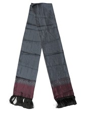 Dolce & Gabbana Bordeaux Silk Fringe Geometric Neck Wrap 142cm X 15cm  Men's