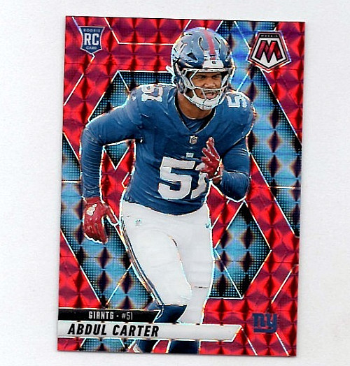 2025 Mosaic - Abdul Carter RC - RED MOSAIC PRIZM Rookie #317 - New York Giants