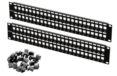 2 Pack Blank Keystone Patch Panel 48 Port 2U 19 Inch Network Dust-Proof