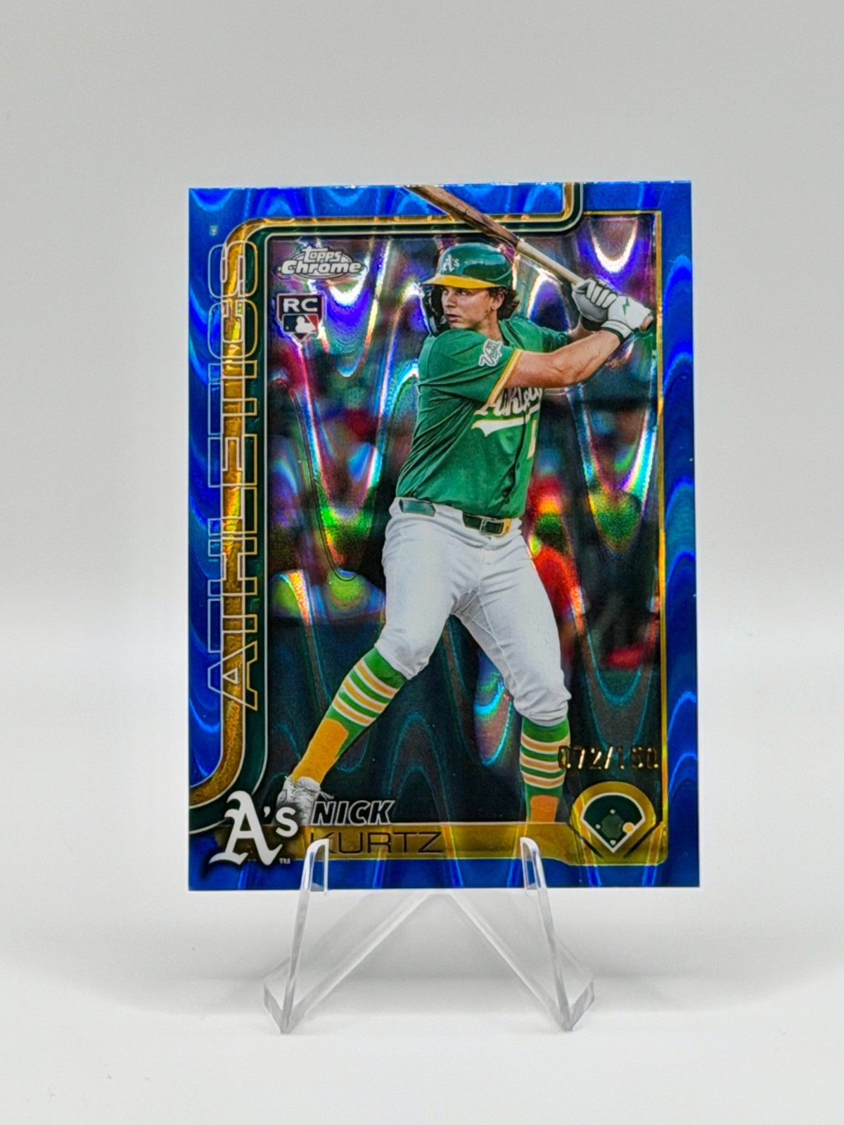 2025 Topps Chrome Update Nick Kurtz RC Blue RayWave /150 #USC178 Athletics