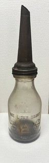 Vintage Glass Oil Bottle Master MFG Spout TIN GAS OIL GARAGE