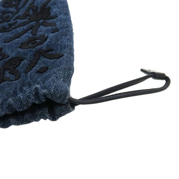PRADA Drawstring Denim Pouch Indigo Embroidered C… - image 9