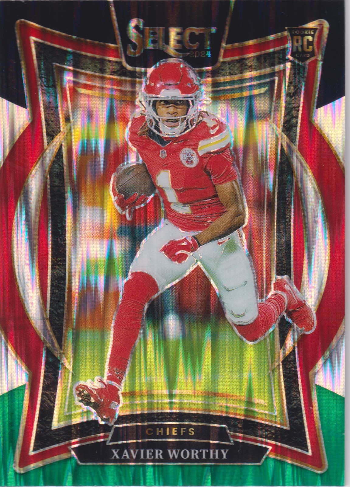 2024 Panini Select #32 Xavier Worthy Black & Green Prizm Shock