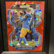 Larry Rountree III Red Cracked Ice Rookie Card #401 | 2021 Panini Prizm Chargers. rookie card picture