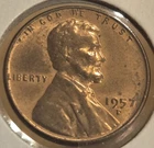 1957 D Lincoln Wheat Penny BU 1c US Coin Denver Mint Uncirculated Red