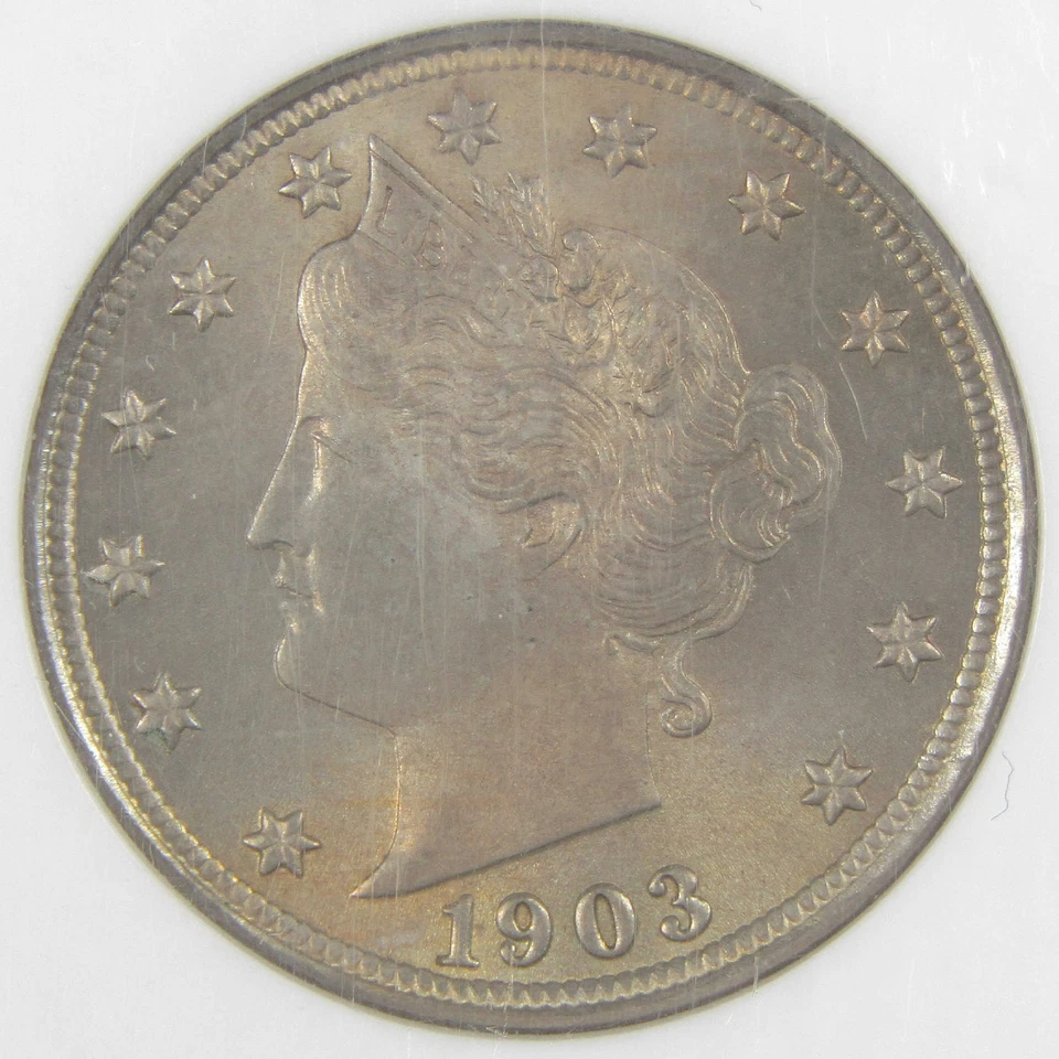 Moneda de 5c Liberty Head V 1903 níquel como nueva 65 NGC sin circular Foto 3 de 4