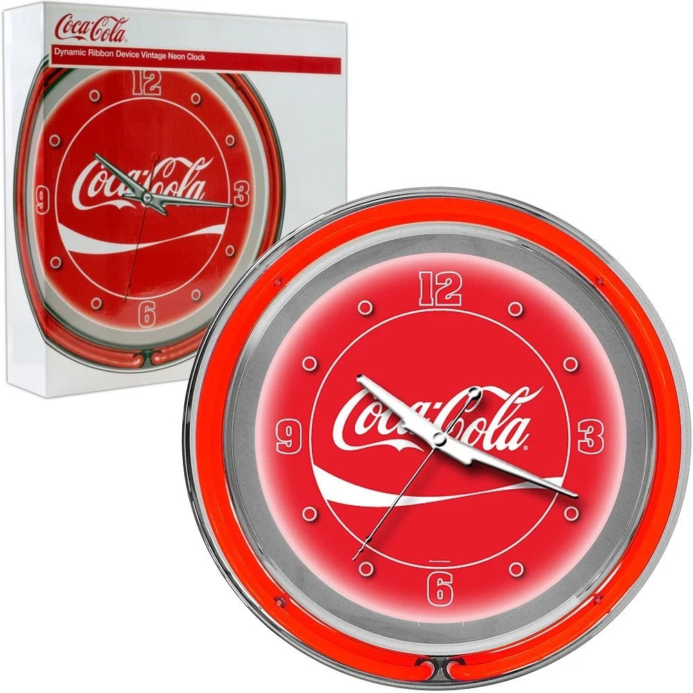 Chrome Double Ring Neon Clock, 14" - Retro Wall Decor, Vintage Style, Home Ba...