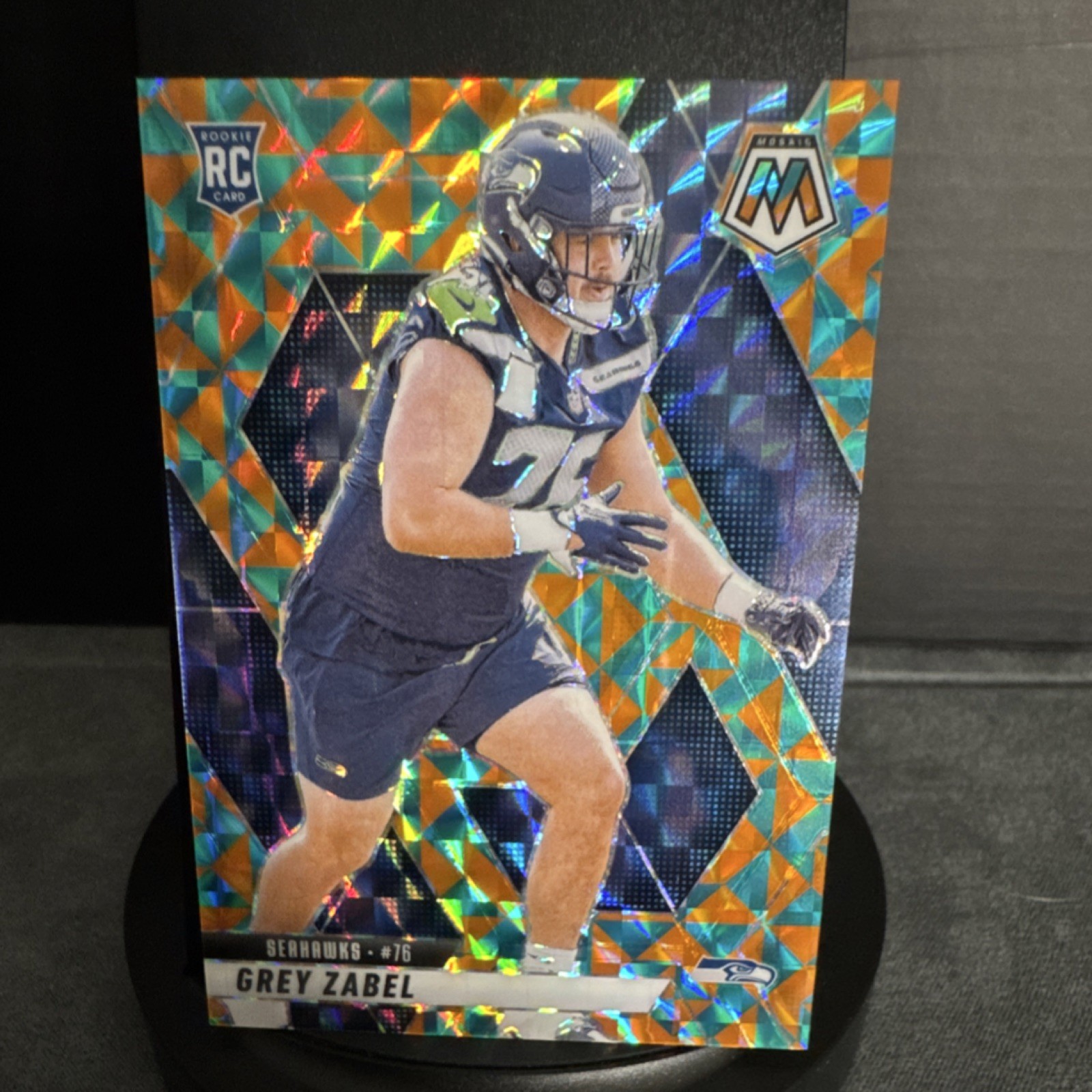 2025 Panini Mosaic Grey Zabel #328 Seahawks Rookie Case hit Tessellation 12/15 