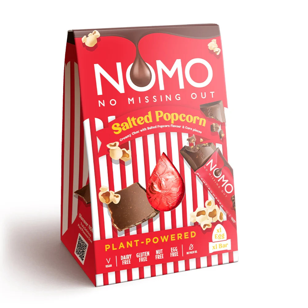 NOMO Creamy Chocolate with Salted Popcorn Easter Egg & Bar 158g, Gluten Free