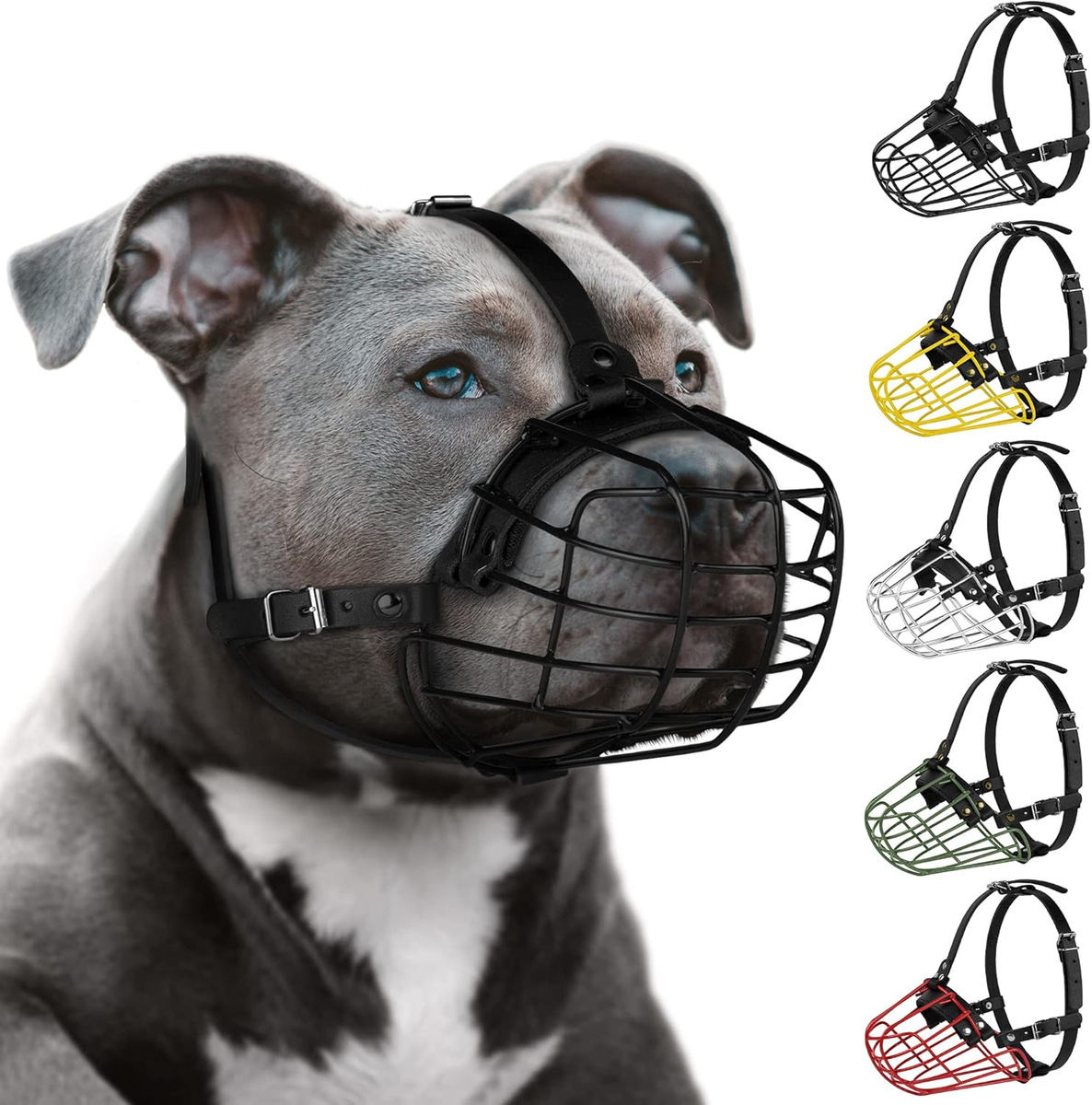 Pitbull Dog Muzzle Metal Mask Amstaff Secure Wire Basket