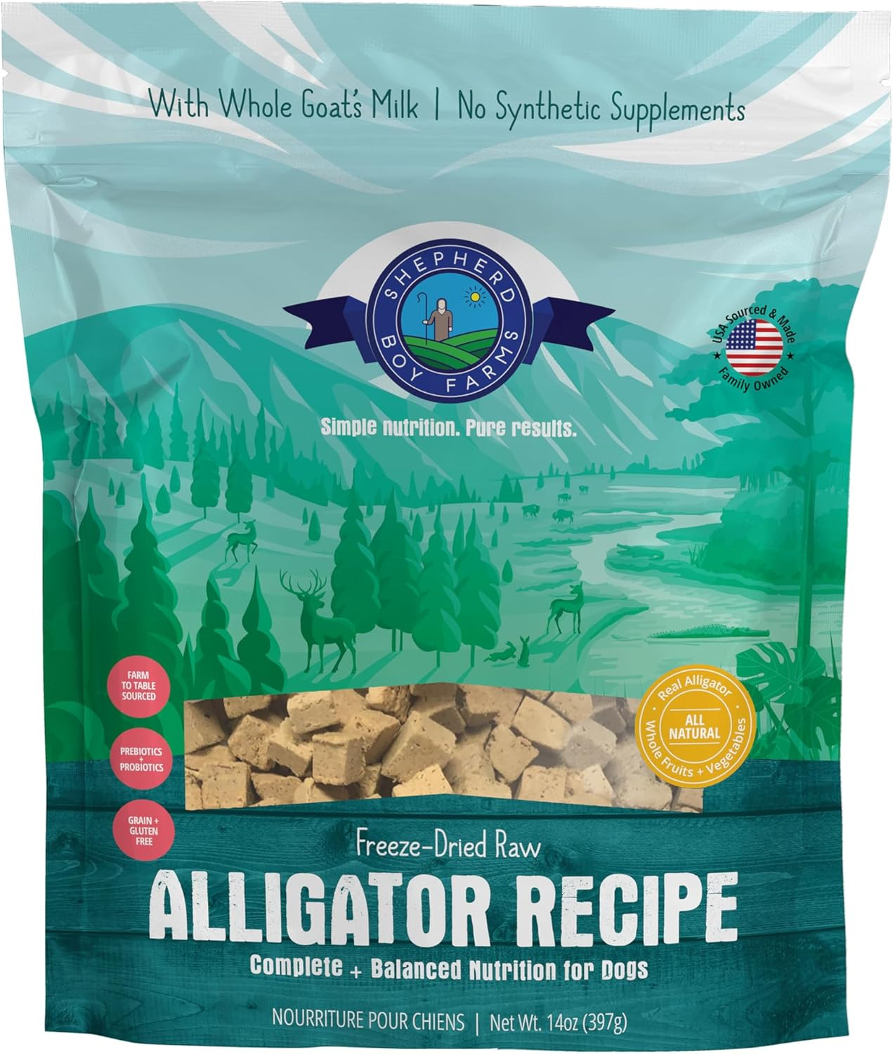 Shepherd Boy Farms Freeze Dried Raw Dog Food, Alligator Reci