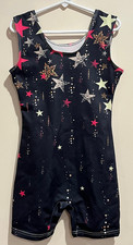 Girls Gymnastics Leotard Size 150 Child Black Stars Print