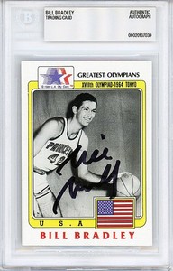 1983 -BILL BRADLEY- BECKETT Signed/Autograph/Auto Topps Olympics Basketball Card