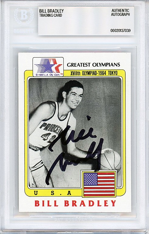 1983 -BILL BRADLEY- BECKETT Signed/Autograph/Auto Topps Olympics Basketball Card