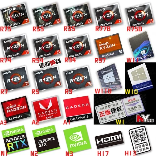 AMD Ryzen R9 R7 R5 R3 5000 Label Sticker For Laptop PC Tablet Desktop Computer
