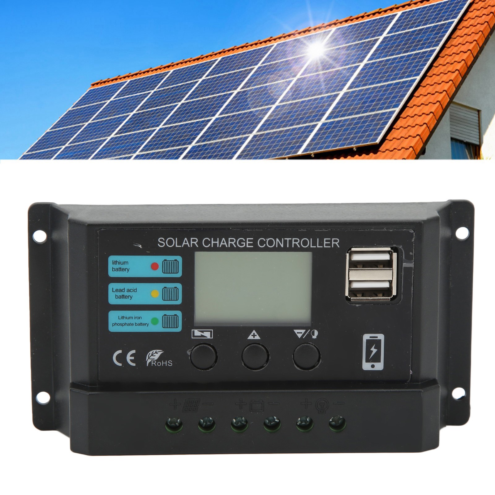 Solar Controller 12V 24V Easy Operation Photovoltaic Controller For☜.