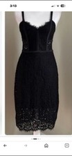 Express Sleeveless Sheath Dress 4 Black Floral Lace Faux Corset Sweetheart Neck