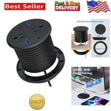 Recessed Power Grommet with 2 AC Outlets  4 USB Ports - Fast Charge Convenience