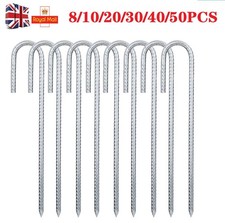 8-100x Rebar Stakes 12'' Heavy Duty J Hooks Ground Anchor for Fence Swing Tent