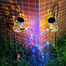2 Pack Solar Watering Can Lights with Shepherd Hook,Solar Powered Watering Ca...