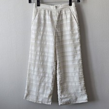 MNG Kids Girls 7-8 Off White Textured Fringe Wide Leg Cropped Pants Trousers