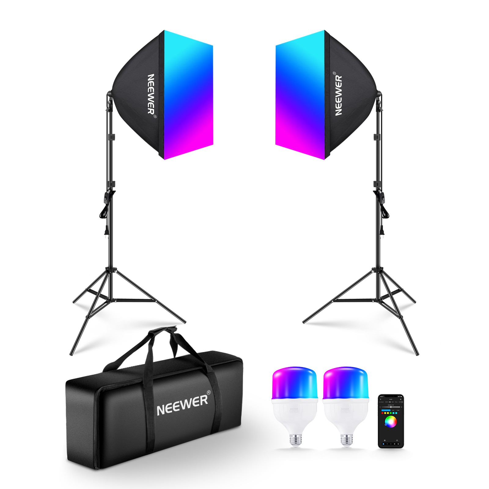 NEEWER NK800D RGB Softbox Kit - 2x26W, CRI93+, App Control