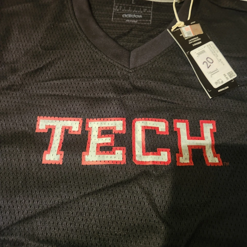Texas Tech Red Raiders Adidas Women’s Crop Jersey Black Size L NEW W/ Tags - Image 4 of 4
