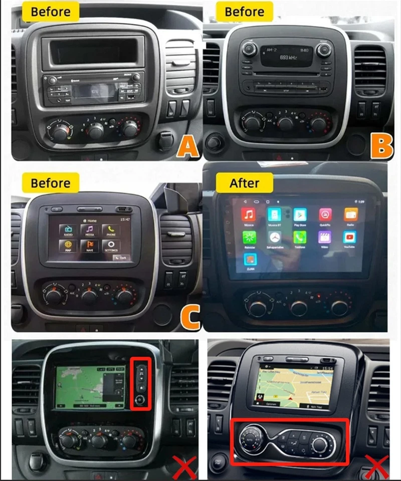 6GB+128GB 9' Android 15 Autoradio CarPlay GPS Für Opel Vivaro B Renault Trafic 3 - Bild 2 von 4