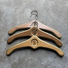 3 Vintage Hollywood Regency MCM Wooden Clothes Hangers G initial 50s